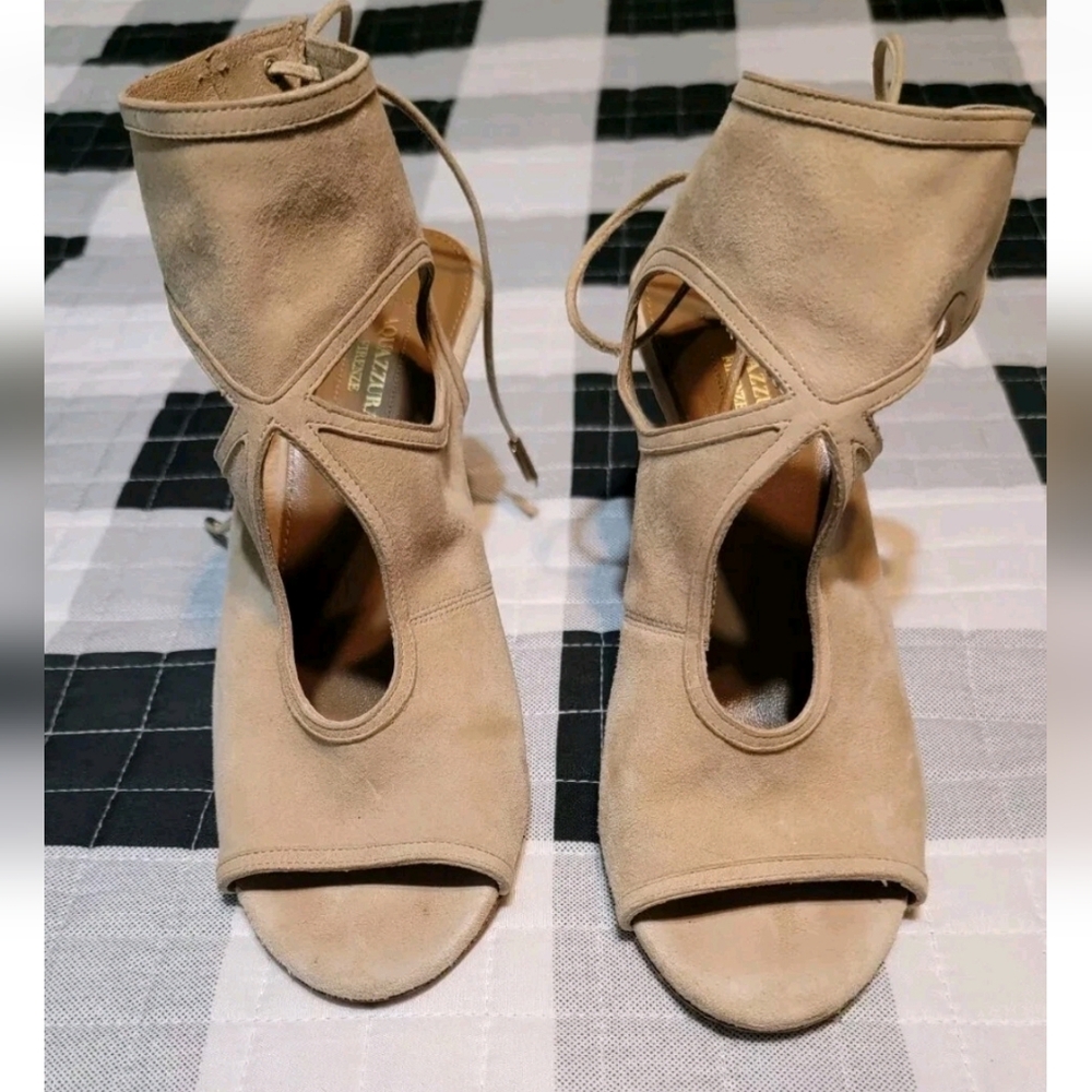 Aquazzura Beige Open-Toe Heels